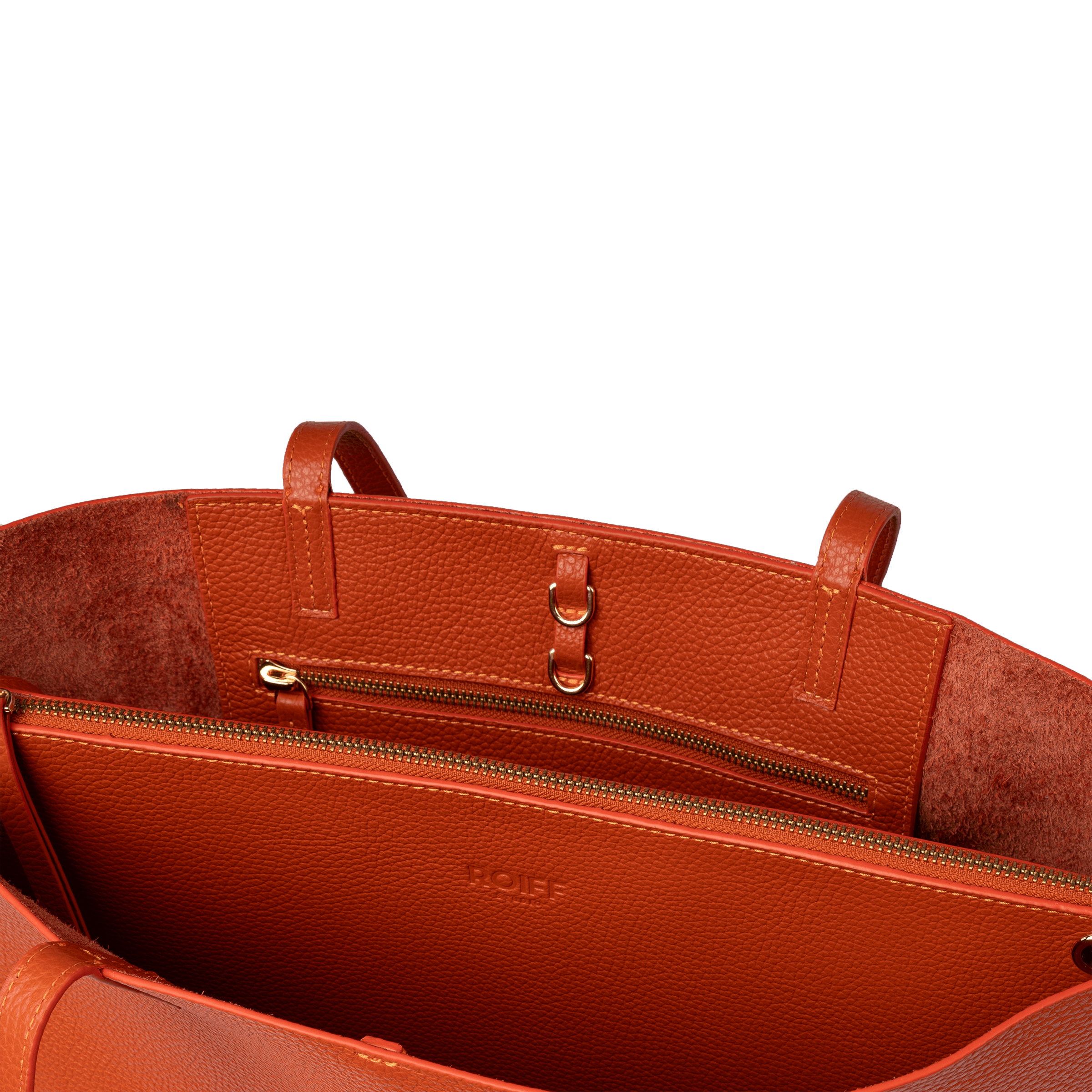 Handcrafted orange leather bag with vibrant and modern design.