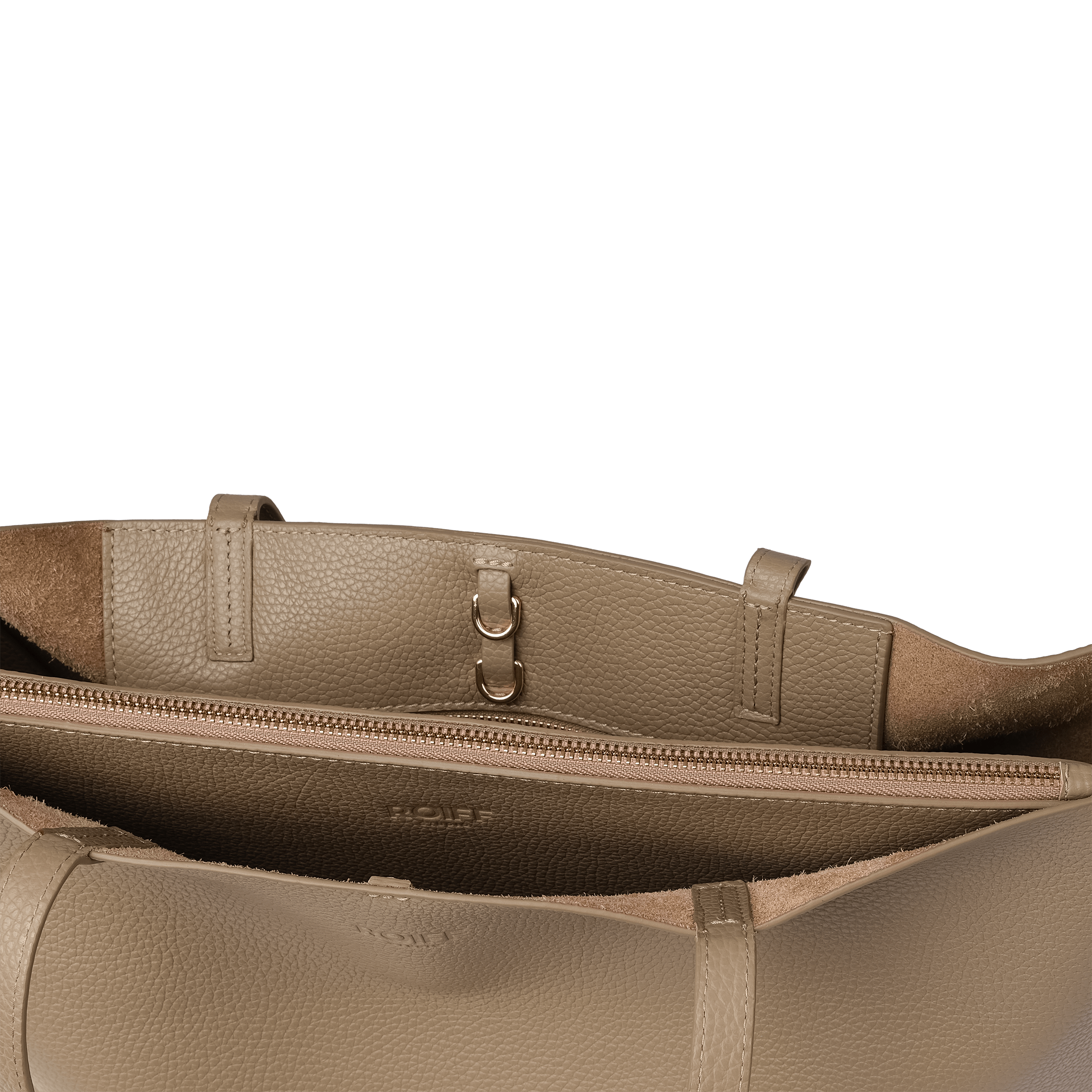 Spacious beige leather tote, perfect for work and daily activities