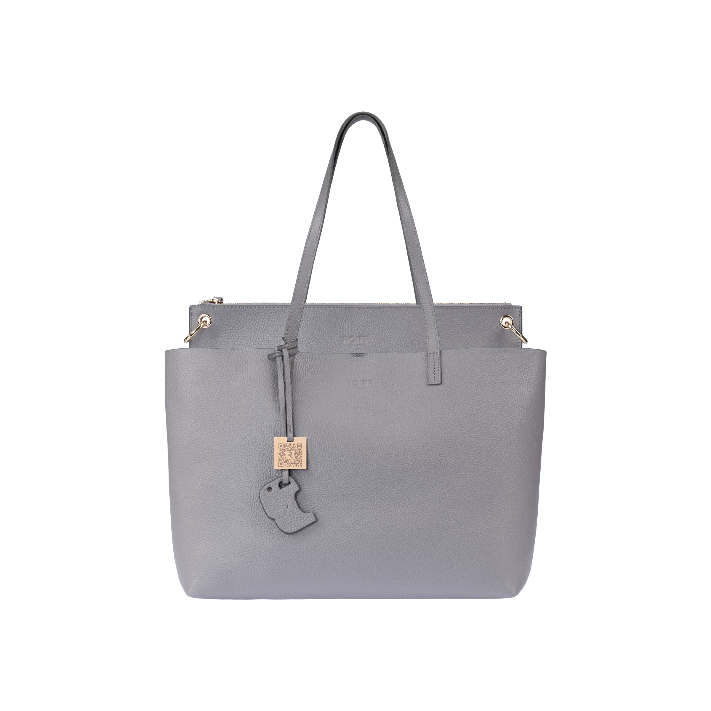 Lumi Bag in Cool Grey crafted from full-grain leather